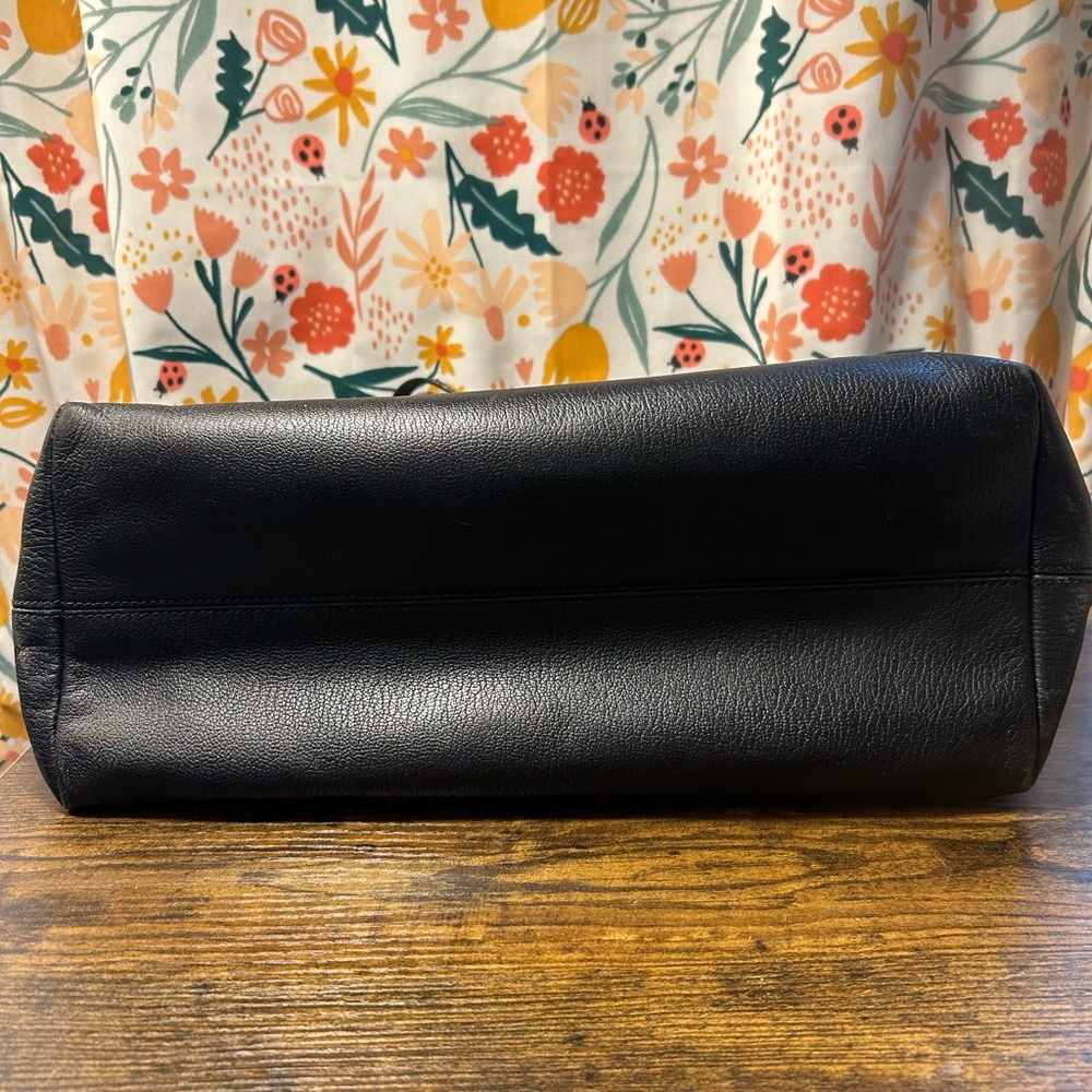 Kate Spade NY Purse Large Black Pebbled Leather Hand Bag Gold Logo Coin Purse - Picture 7 of 10